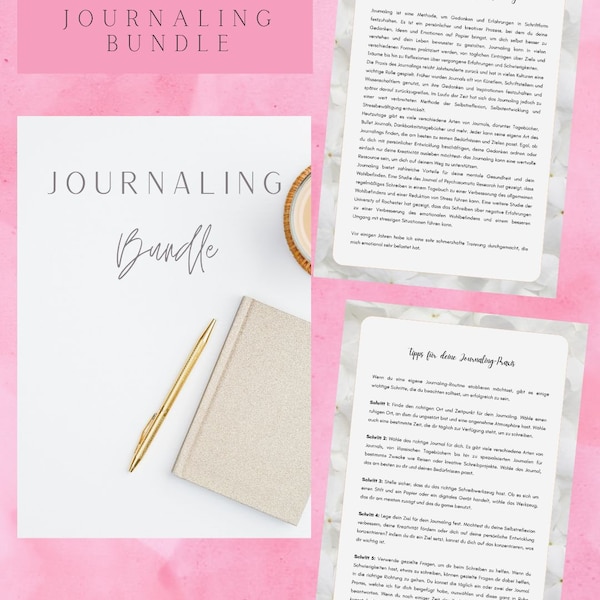 Journaling Bundle mit 82 Journaling Prompts - Tagebuch, kreatives Schreiben