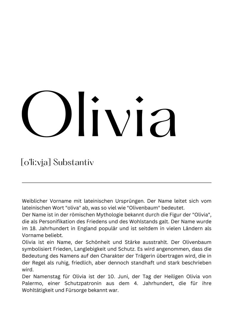 Personalized Name Poster With Name Meaning in Black and White Etsy