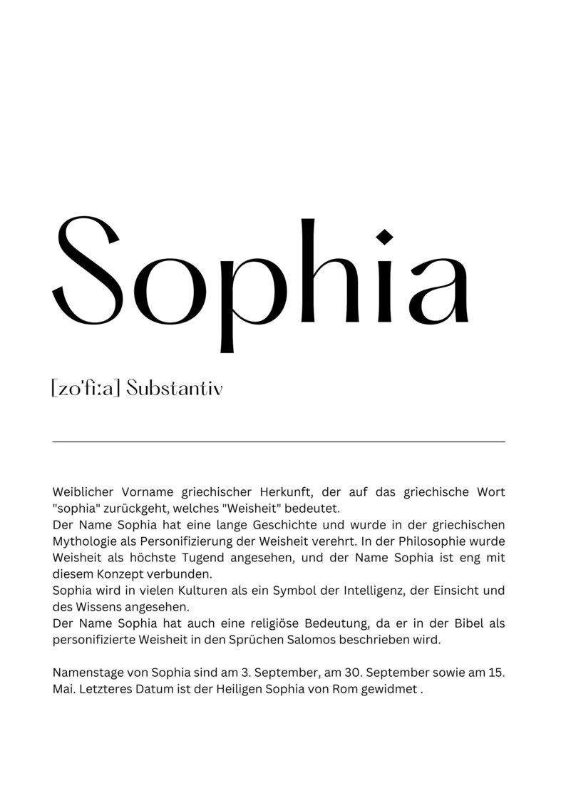 Personalized Name Poster With Name Meaning in Black and White Etsy