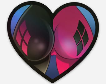 Holographic Harley Quinn Heart Sticker – Waterproof Vinyl Decal