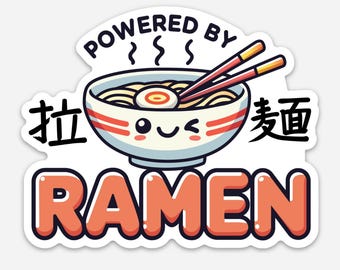 Powered by Ramen Sticker – Kawaii Anime Noodle Decal for Weebs & Foodies!