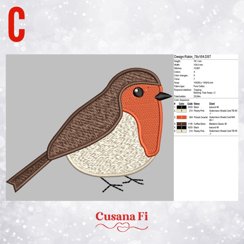 Robin Embroidery Pattern Winter Robin Machine Embroidery Design | 3 Sizes | Instant File ...