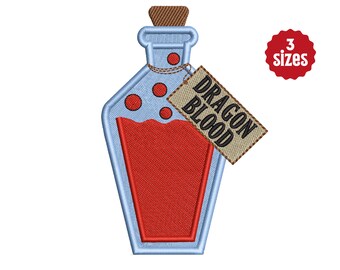 Witches Dragon Blood Potion Bottle Machine Embroidery File - 3 Sizes
