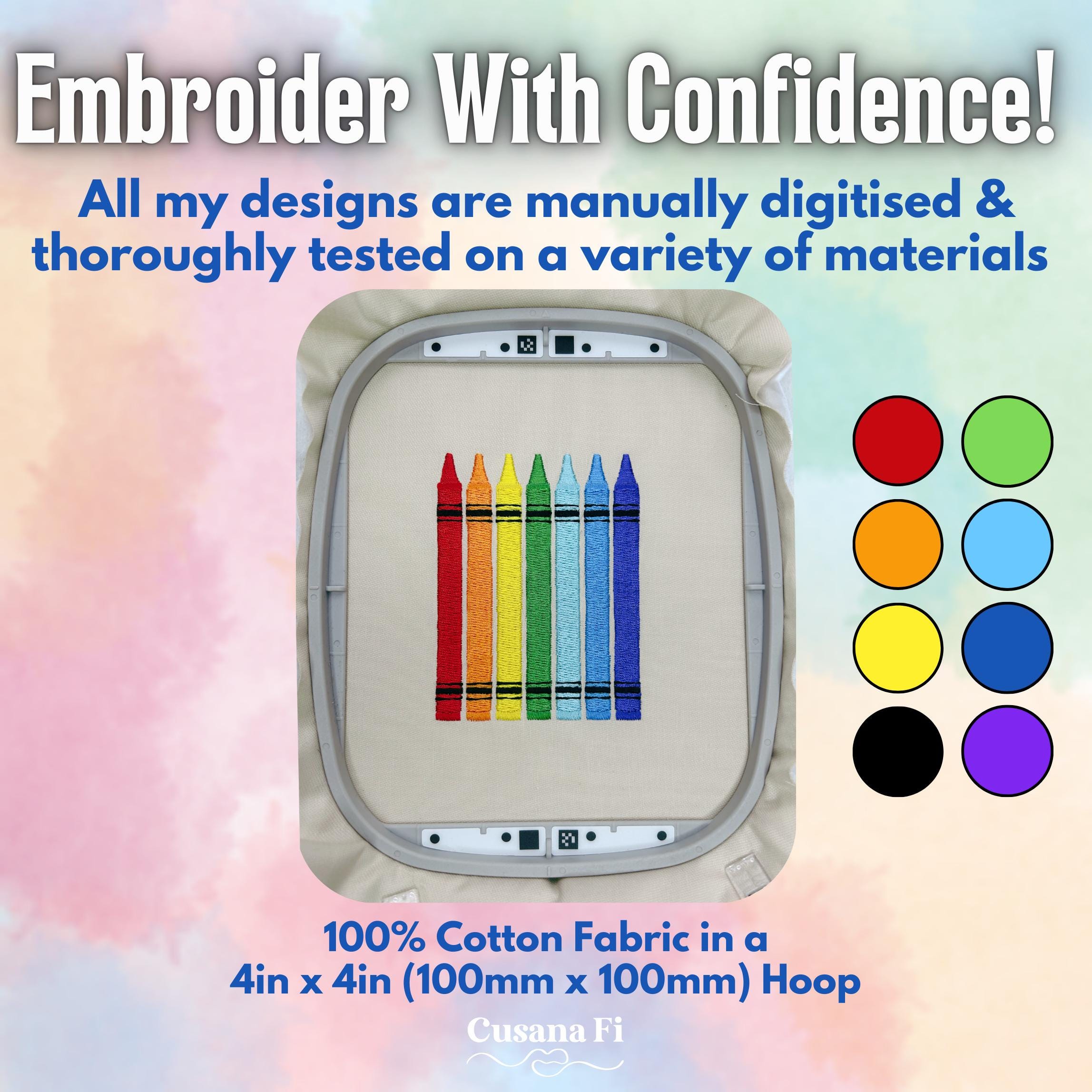 Colorful Crayons Machine Embroidery Design: Back to School (instant ...