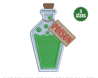 Witches Poison Potion Bottle Machine Embroidery File - 3 Sizes