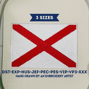 Alabama State Flag Machine Embroidery Design - 3 Sizes Instant Download