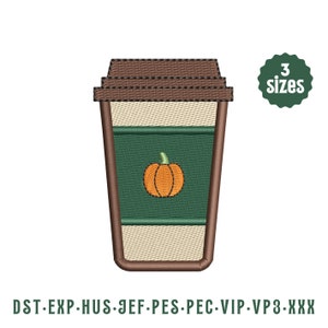Pumpkin Spice Latte Machine Embroidery File - 3 sizes
