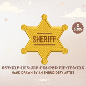 Sheriff's Police Chief Badge Machine Embroidery Design | 3 Sizes | Instant File Download
