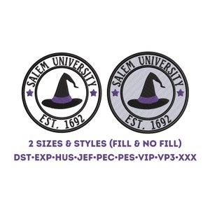 Salem University Halloween Machine Embroidery File - 2 Styles in 2 Sizes