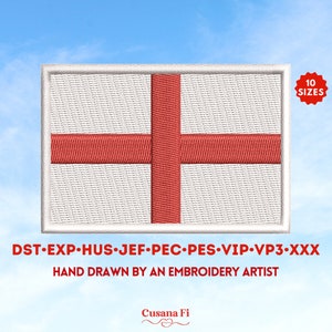 England Flag Machine Embroidery Design | 10 Sizes | Instant File Download | St George&#39;s Cross