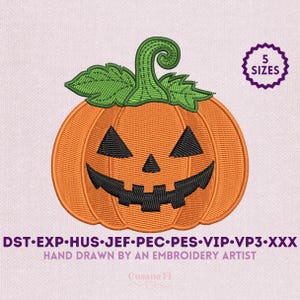 Spooky Halloween Carved Pumpkin Machine Embroidery Design | Instant File Download | 5 Sizes
