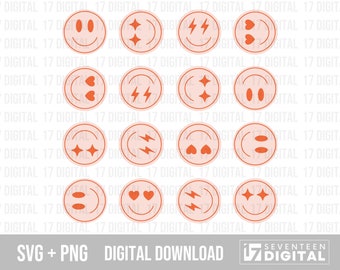 Smiley Face Pattern PNG & SVG Downloadable Seamless Pattern, Transparent Background