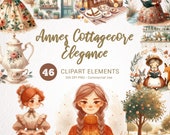 Anne of Green Gables Clipart Bundle - Cottagecore Digital Stickers, Vintage Fashion Scrapbooking, Frilly Dresses PNG with Transparent