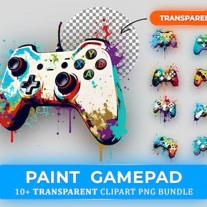 ゲーム コントローラー クリップアート バンドル PNG 10 以上の高品質ゲーム PNG - デジタル ダウンロード - カード作成、デジタル ペーパー、Xbox ゲーム誕生日