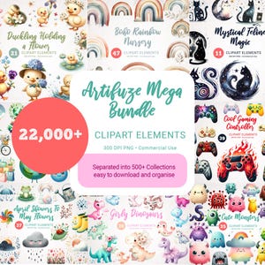 Artifuze Clipart Mega Bundle! Whole Shop Access.  Commercial use, Separated into 500+ Collections, Easy to download and organize.