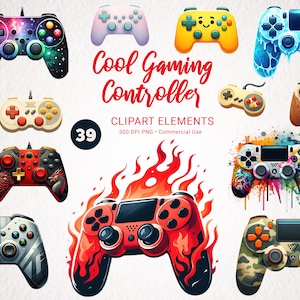 Gaming Controller Clipart-bundel - 39 coole aquarel PNG's, transparante afbeeldingen van hoge kwaliteit om te downloaden - commercieel gebruik