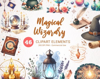 Wizard Clipart Bundle - Witchcraft PNG, Magic Clip Art, Mystical Clipart, Witch Inventory, Pagan Graphics, Digital Download