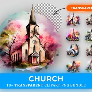 Kirchen-Aquarell-Clipart-Bundle - 10+ charmante handbemalte Kirchen für Einladungen, Kunsthandwerk und mehr!