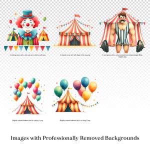 Circus Tent Watercolor Clipart Bundle - 18 Transparent PNG Images of ...