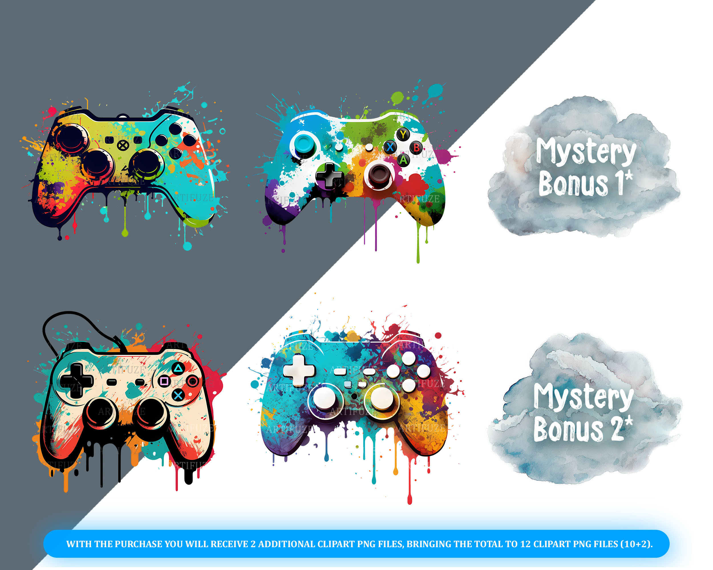 Gaming Controller Clipart Bundle PNG 10 High Quality Game - Etsy