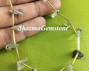 Black Rutile Quartz Beads: 8" Rough Gemstone Strand