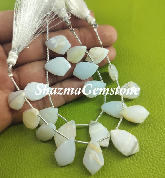 Faceted White Opal Beads: Handmade Tie-shape Gemstone Jewelry