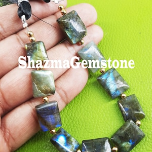 8&quot; Labradorite Rectangle Beads: Multi-Fire Gemstone Briolettes