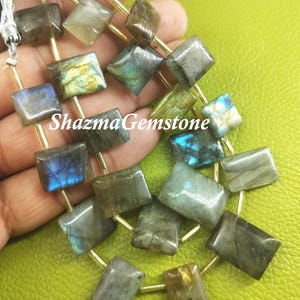 8&quot; Labradorite Bead Strand: Multi-Fire Smooth Rectangle Gemstone Beads