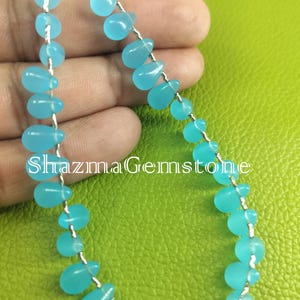 Blue Chalcedony Gemstone Beads: Smooth Teardrop Jewelry Crafts