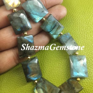Faceted Labradorite Beads: 8&quot; Strand, Rectangle Briolette