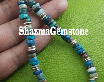 8 Inch Tibetan Turquoise Bracelet: Smooth Heishi Tyre Beads