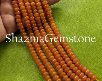 Orange Chalcedony Rondelle Bead Strand: 8mm Gemstone Jewelry Making