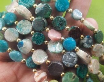 8" Tibetan Turquoise Heishi Beads: Smooth Tyre Gemstone Beads