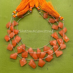 8" Strand Orange Jade Gemstone Beads - Table Cut, Jewelry Making