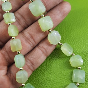 Aqua Chalcedony Beads: 8&quot; Faceted Square Gemstone Briolettes