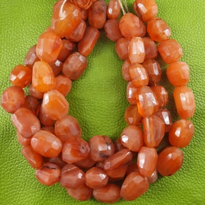 Faceted Carnelian Beads: Orange Gemstone Nugget Strand (8 inch)