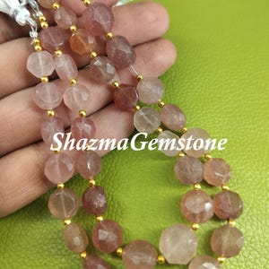 Strawberry Quartz Beads: Faceted Rondelle Gemstone Strand, 8&quot;