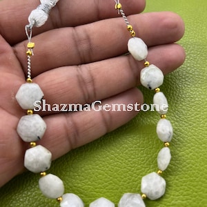 Rainbow Moonstone Star Beads: Faceted Briolette Strand, 8&quot;