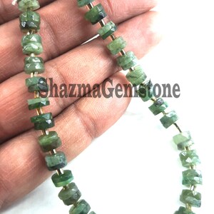 Emerald Heishi Beads: 8&quot; Faceted Tyre Gemstone Beads (5-6mm)