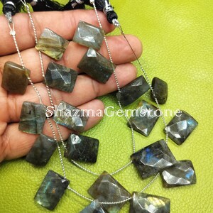 labradorite gemstone beads rectangle shaped beads flashy blue fire beads 8&quot; strand natural labradorite gemstone beads black rainbow chicklet