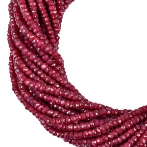 8&quot; strand ruby corundum faceted rondelle shape gemstone beads red corundum beads for necklace earring beads supplies