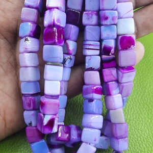 Lavender Opal Gemstone Beads: 8&quot; Strand, Box Shape, 6-8mm