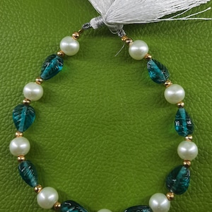8&quot; strand sea blue quartz smooth carving beads pear shape beads white pearl smooth round beads loose beads for jewelry making crafts