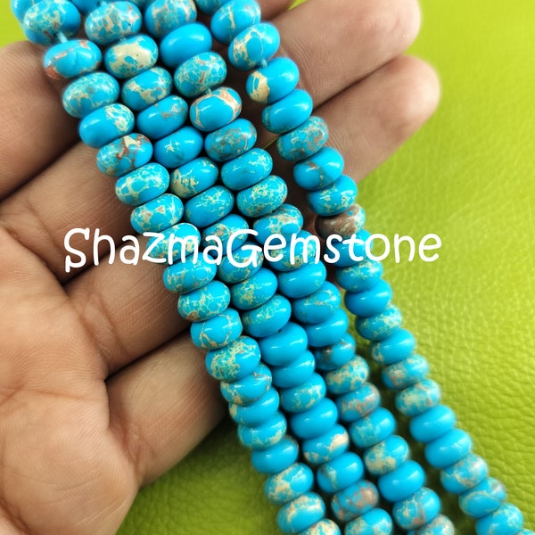 8"strand arizona quartz beads smooth turquoise quartz beads Arizona turquoise quartz rondelle beads semi precious stone jewelry making craft