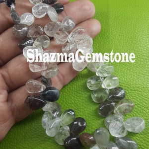 8&quot; strand natural black rutile smooth pear shape gemstone beads rutile plain teardrop beads for jewelry making crafts semi precious stone