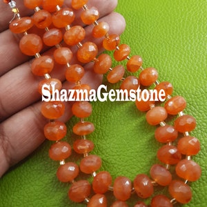 Orange Carnelian Faceted Rondelle Beads: Gemstone Jewelry Crafts, 8&quot; Strand