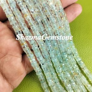 8&quot; strand natural aquamarine beads aquamarine tyre shape beads aquamarine wheel faceted heishi gemstone beads for jewelry necklace beads