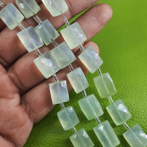 Blue Chalcedony Beads: Faceted Rectangle Gemstone Strand, 8&quot;