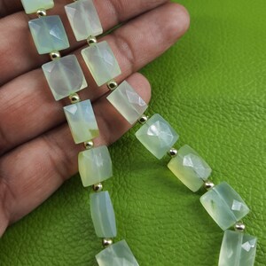 Aqua Chalcedony Beads: 8&quot; Faceted Rectangle Gemstone Briolettes