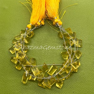 Faceted Lemon Quartz  Gemstone Beads: Table Cut, 8" Strand